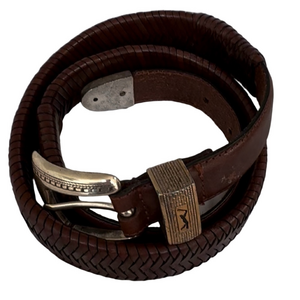 Brown Leather Top Grain 32 Inch Waist Golfer Belt Gold Plated Buckle